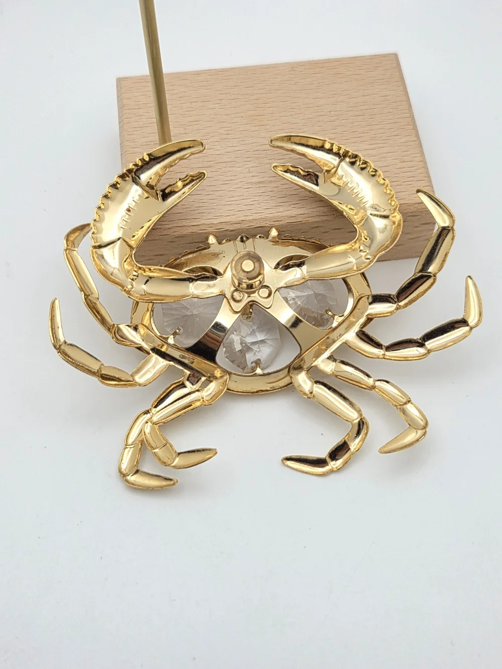 Vintage Gold Crab Frame Topper Crystal Rhinestone 3.5”